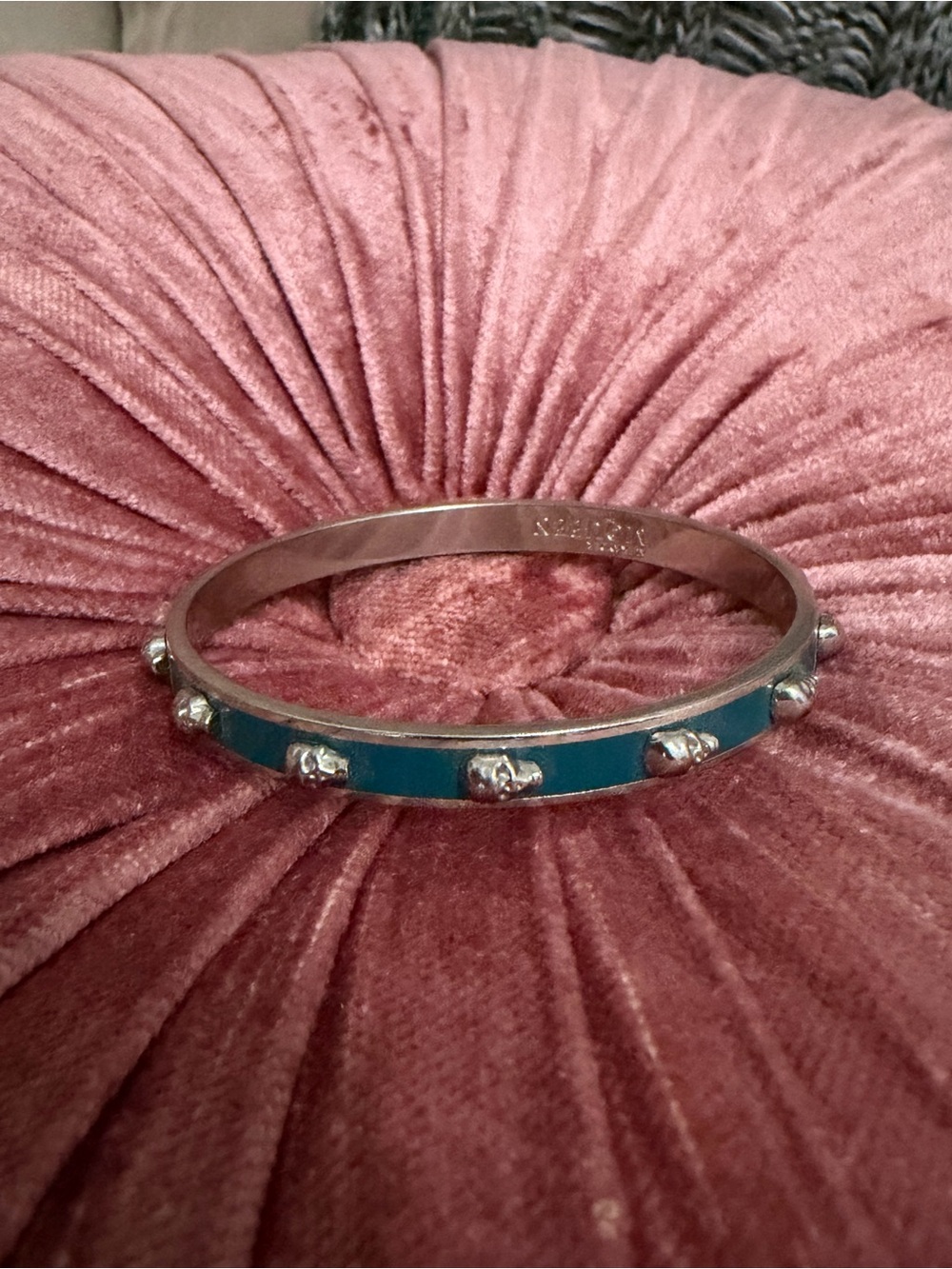 Silver-Tone Teal Accent Bangle Bracelet